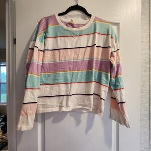 Hem & Thread Womens Pastel Striped Long Sleeve Tee Size M Euc